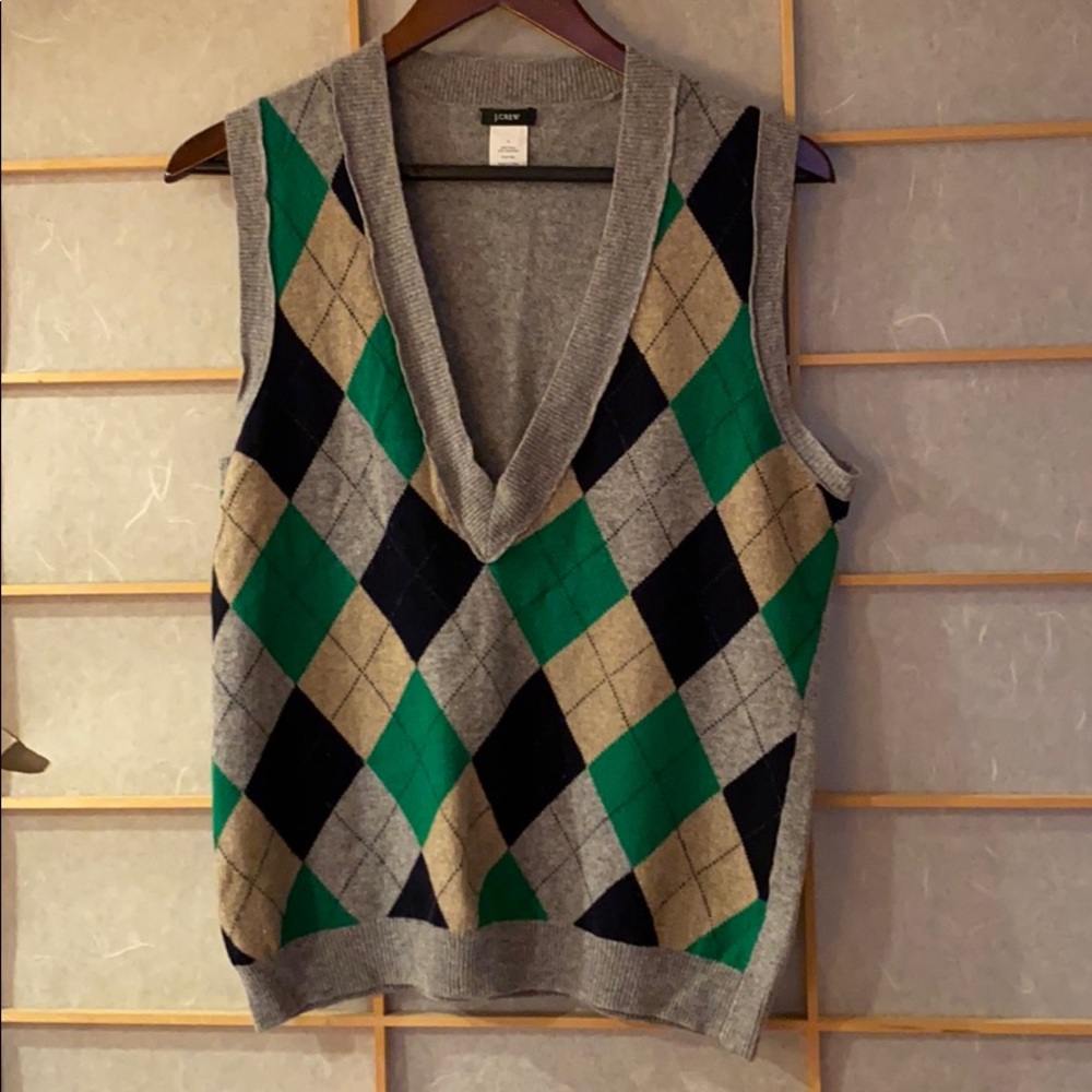 J. Crew argyle wool and cashmere vest
